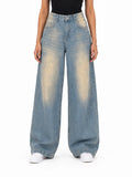 Vintage blue denim jeans, front view